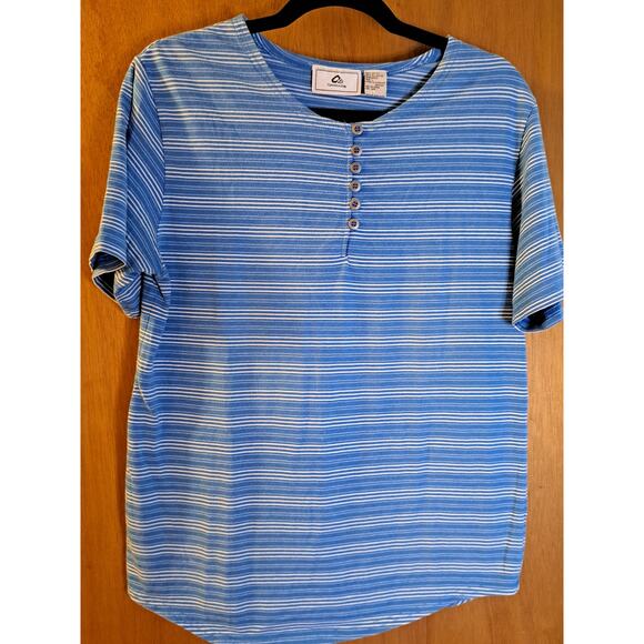 Women's Carolina Bay Blue Striped T-Shirt Size Large - Picture 2 of 7